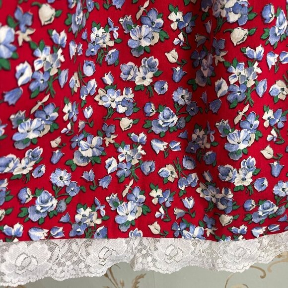 Vintage Winnie The Pooh Girls Dress Sz 6X Floral Peter Pan Collar Lace Trim USA - Picture 9 of 13